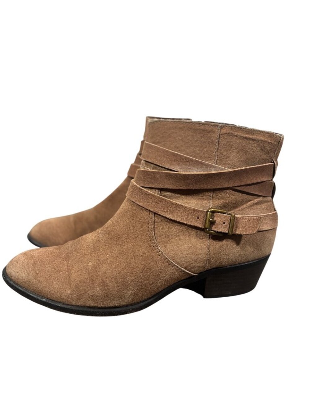 L.L. Bean Signature Suede Ankle Boots Wraparound Straps & Buckle Size 8.5 brazil